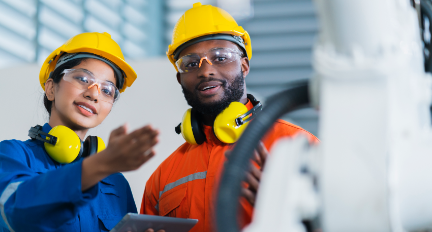 employeers wearing safety hats